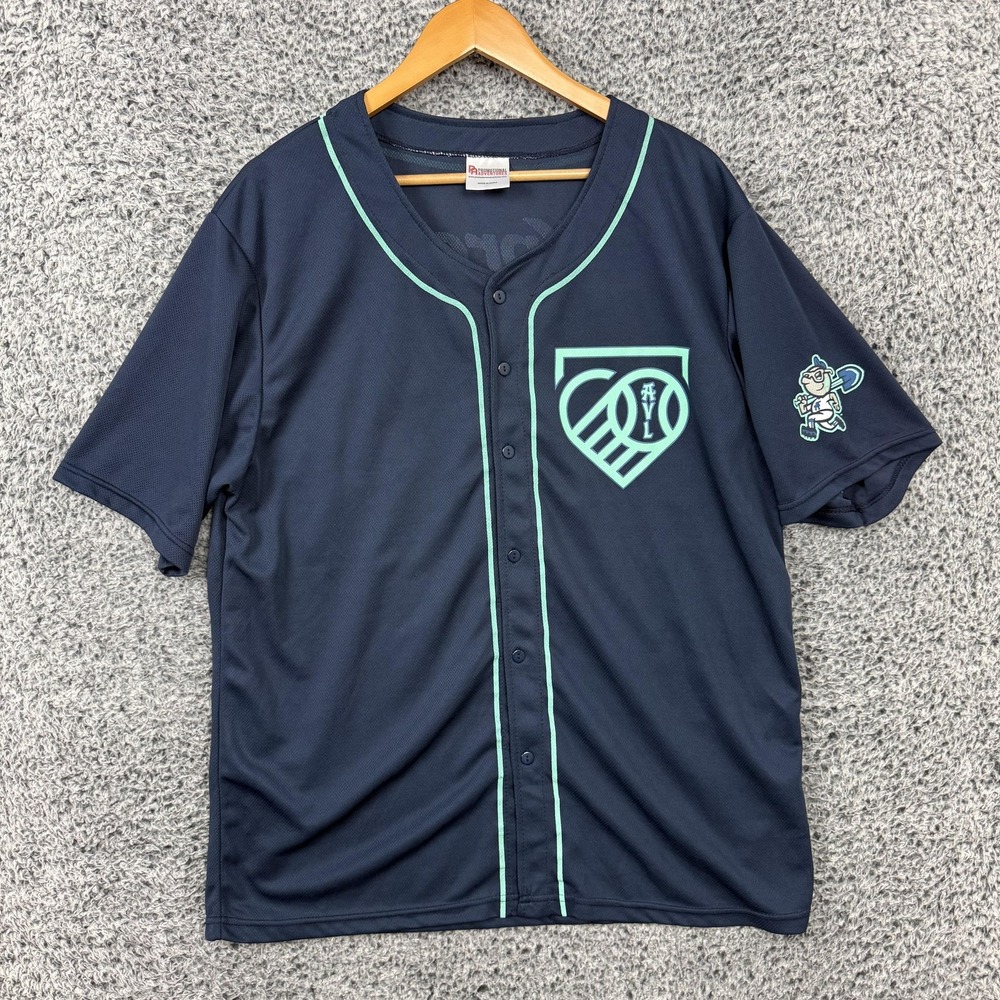 Asheville Tourists Baseball Jersey Adult 2XL Blue Fan Promo #25 Button Front XXL